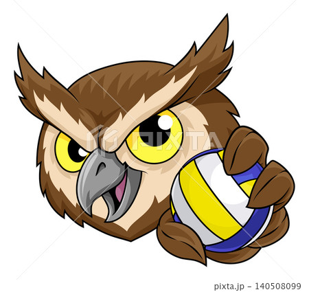 Owl Bird Volleyball Ball Cartoon Sport Team Mascot 140508099