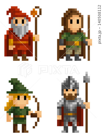 Adventurer Classes Fantasy Pixel Art Cartoon Set Adventurer Classes Fantasy Pixel Art Cartoon Set 140508112