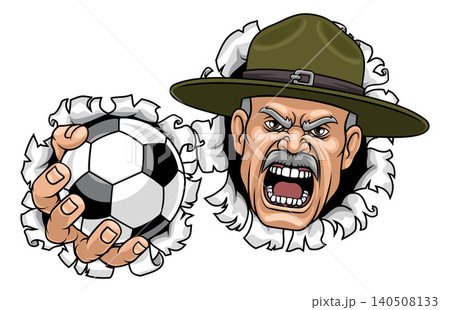 Drill Instructor Sergeant Soccer Football Mascot Drill Instructor Sergeant Soccer Football Mascot 140508133