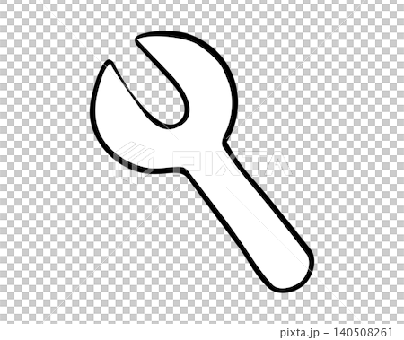 A simple, hand-drawn style wrench icon illustration. A simple, hand-drawn style wrench icon illustration. 140508261