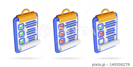 Set of 3d clipboard icons with check mark Set of 3d clipboard icons with check mark 140508279
