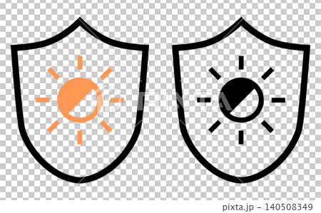 太陽とUV紫外線対策・サンケアアイコンセット 140508349