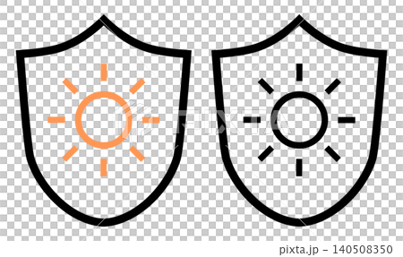太陽とシールドのUV紫外線対策・保護アイコンセット 140508350