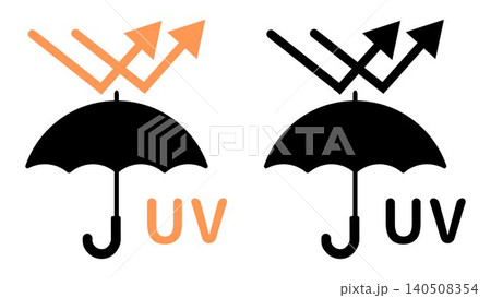 UVカット日傘と紫外線の反射アイコンセット 紫外線対策・日焼け防止イメージ 140508354