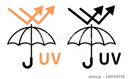 UVカット日傘と紫外線の反射アイコンセット 紫外線対策・日焼け防止イメージ UVカット日傘と紫外線の反射アイコンセット 紫外線対策・日焼け防止イメージ 140508356