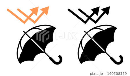 UVカット日傘と紫外線の反射アイコンセット 紫外線対策・日焼け防止の線画イラスト UVカット日傘と紫外線の反射アイコンセット 紫外線対策・日焼け防止の線画イラスト 140508359