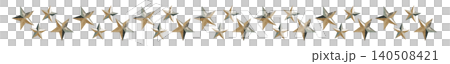 A line of gold stars. Gorgeous decoration. Sparkling stars with a metallic texture. A line of gold stars. Gorgeous decoration. Sparkling stars with a metallic texture. 140508421