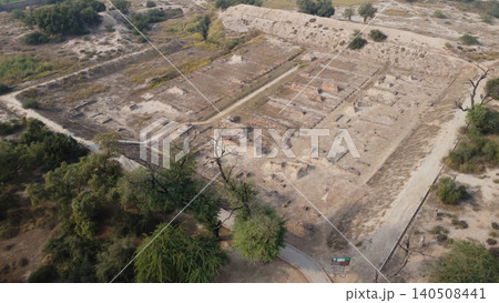 Harappa granary ruins aerial view ancient barter trade site Harappa granary ruins aerial view ancient barter trade site 140508441