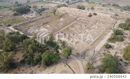 Harappa granary ruins seen from above where grain was traded by barter long ago 140508442