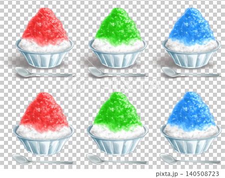 A shaved ice set in a glass container. A shaved ice set in a glass container. 140508723