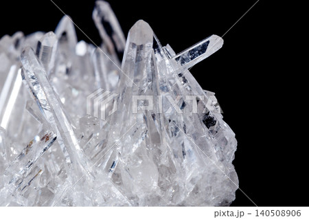 Macro Mineral Stone Rhinestone in Crystals on a Black Background 140508906