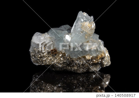 Macro mineral stone Aquamarine on a black background Macro mineral stone Aquamarine on a black background 140508917