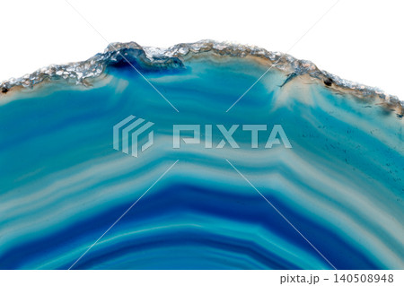 Macro mineral stone Blue Agate breed a white background 140508948