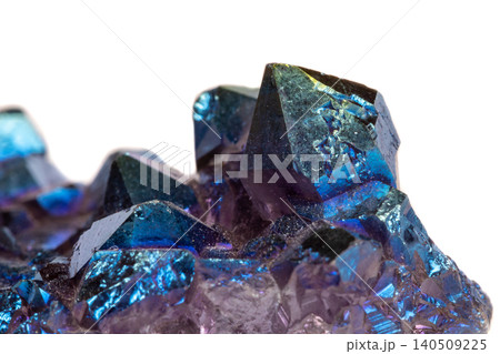 Macro mineral stone Titanium Quartz, Flame Aura Quartz on a white background Macro mineral stone Titanium Quartz, Flame Aura Quartz on a white background 140509225
