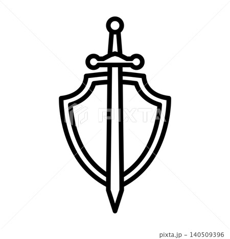 shield and sword icon vector design template in white background 140509396