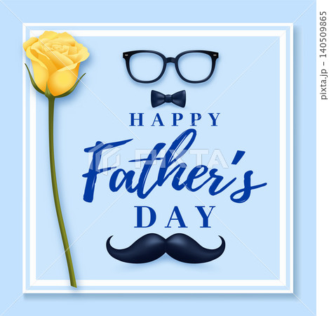 Father's Day Greeting Card Design with Yellow Rose 140509865