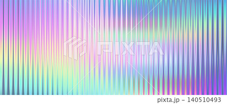Acrylic ribbed glass with rainbow hologram effect texture background. Fluted plastic panel with blurred light reflections and iridescent glow. Abstract colorful surface for modern design and overlay. Acrylic ribbed glass with rainbow hologram effect texture background. Fluted plastic panel with blurred light reflections and iridescent glow. Abstract colorful surface for modern design and overlay. 140510493