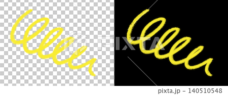 A bright yellow, hand-drawn spiral shape is presented on both a stark white and a deep black background, offering a versatile graphic element A bright yellow, hand-drawn spiral shape is presented on both a stark white and a deep black background, offering a versatile graphic element 140510548