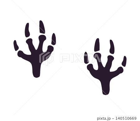 Dinosaur footprint silhouettes set on white background 140510669
