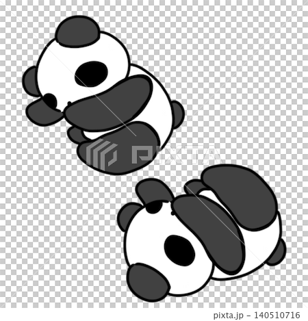 An illustration of two cute black and white pandas rolling around and playing together. An illustration of two cute black and white pandas rolling around and playing together. 140510716