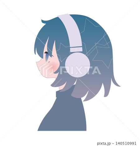 ヘッドホンをつけた女の子のイラスト 140510991