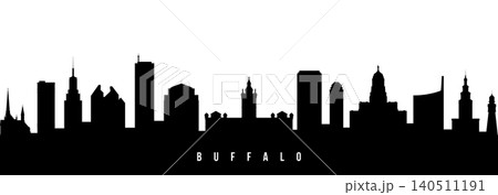 Vector silhouette illustration of Buffalo urban skyline.  140511191