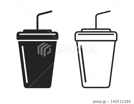 Drink cup with straw icon in flat style. Cocktail vector illustration on isolated background. Beverage sign business concept. Drink cup with straw icon in flat style. Cocktail vector illustration on isolated background. Beverage sign business concept. 140511384