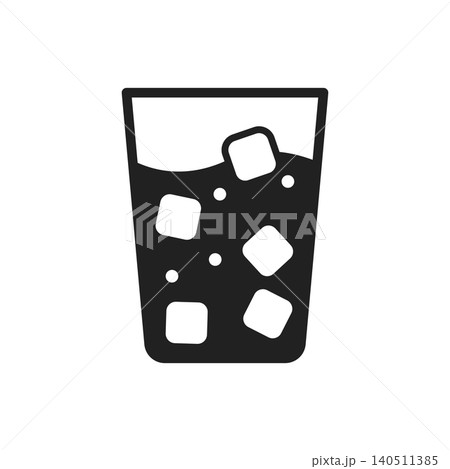 Drink cup with straw icon in flat style. Cocktail with ice cube vector illustration on isolated background. Beverage sign business concept. 140511385