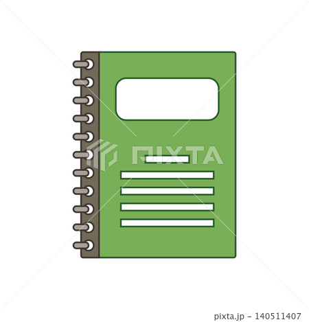 Notebook with pencil icon in flat style. Notepad document vector illustration on isolated background. Workbook sign business concept. 140511407