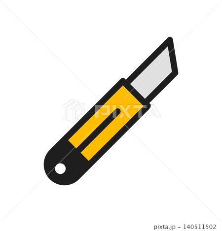 Stationery knife icon in flat style. Cutting tool vector illustration on isolated background. Office knife sign business concept. Stationery knife icon in flat style. Cutting tool vector illustration on isolated background. Office knife sign business concept. 140511502