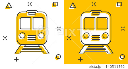 Metro icon in comic style. Train subway cartoon vector illustration on white isolated background. Railroad cargo splash effect business concept. Metro icon in comic style. Train subway cartoon vector illustration on white isolated background. Railroad cargo splash effect business concept. 140511562