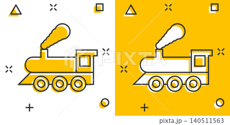 Metro icon in comic style. Train subway cartoon vector illustration on white isolated background. Railroad cargo splash effect business concept. Metro icon in comic style. Train subway cartoon vector illustration on white isolated background. Railroad cargo splash effect business concept. 140511563