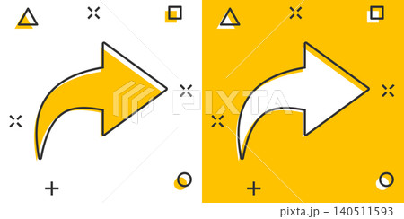 Share button icon in comic style. Arrow cartoon sign vector illustration on white isolated background. Send file splash effect business concept. Share button icon in comic style. Arrow cartoon sign vector illustration on white isolated background. Send file splash effect business concept. 140511593