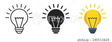 Light bulb icon set collection in flat style. Lightbulb vector illustration on isolated background. Idea sign business concept. 140511629
