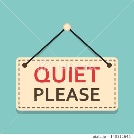 Quiet please icon in flat style. Silent banner vector illustration on isolated background. Warning sign business concept. Quiet please icon in flat style. Silent banner vector illustration on isolated background. Warning sign business concept. 140511646