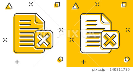 Document error icon in comic style. Broken report cartoon vector illustration on white isolated background. Damaged splash effect business concept. Document error icon in comic style. Broken report cartoon vector illustration on white isolated background. Damaged splash effect business concept. 140511759