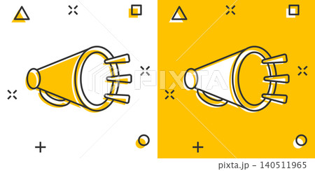 Megaphone speaker icon in comic style. Bullhorn vector cartoon illustration on white isolated background. Scream announcement business concept splash effect. Megaphone speaker icon in comic style. Bullhorn vector cartoon illustration on white isolated background. Scream announcement business concept splash effect. 140511965