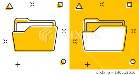 File folder icon in comic style. Documents archive vector cartoon illustration on white isolated background. Storage splash effect business concept. 140512010