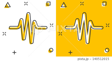 Sound wave icon in comic style. Heart beat vector cartoon illustration on white isolated background. Pulse rhythm splash effect business concept. Sound wave icon in comic style. Heart beat vector cartoon illustration on white isolated background. Pulse rhythm splash effect business concept. 140512015