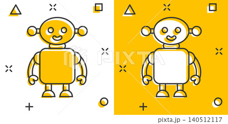 Cute robot chatbot icon in comic style. Bot operator cartoon vector illustration on white isolated background. Smart chatbot character splash effect business concept. Cute robot chatbot icon in comic style. Bot operator cartoon vector illustration on white isolated background. Smart chatbot character splash effect business concept. 140512117