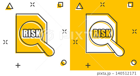 Risk level icon in comic style. Result cartoon vector illustration on white isolated background. Assessment splash effect business concept. Risk level icon in comic style. Result cartoon vector illustration on white isolated background. Assessment splash effect business concept. 140512171
