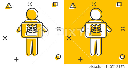 X-ray icon in comic style. Radiology cartoon vector illustration on white isolated background. Medical scan splash effect business concept. X-ray icon in comic style. Radiology cartoon vector illustration on white isolated background. Medical scan splash effect business concept. 140512173
