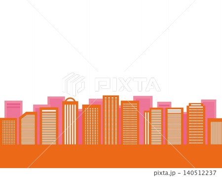 都市風景 建物 白背景 オレンジ色 ピンク 都市風景 建物 白背景 オレンジ色 ピンク 140512237