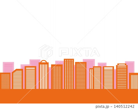 都市風景 建物 白背景 オレンジ色 ピンク 都市風景 建物 白背景 オレンジ色 ピンク 140512242