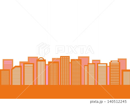都市風景 建物 白背景 オレンジ色 ピンク 都市風景 建物 白背景 オレンジ色 ピンク 140512245