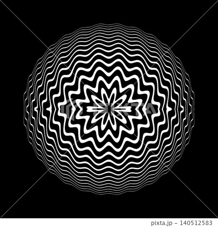 Radial Wavy Lines Spherical Pattern. 3D Illusion. 140512583