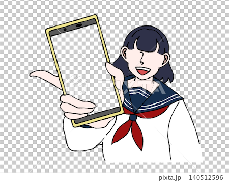 身穿制服的女學生,智慧型手機應用程式介紹,社交媒體螢幕展示,插圖。 身穿制服的女學生,智慧型手機應用程式介紹,社交媒體螢幕展示,插圖。 140512596