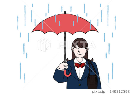 女子学生 制服 雨の日 雨 梅雨 傘を差す 傘 通学 イラスト 女子学生 制服 雨の日 雨 梅雨 傘を差す 傘 通学 イラスト 140512598