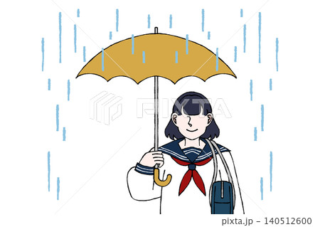 女子学生 制服 雨の日 雨 梅雨 傘を差す 傘 通学 イラスト 女子学生 制服 雨の日 雨 梅雨 傘を差す 傘 通学 イラスト 140512600