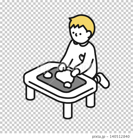 アイソメトリックイラスト:粘土で遊ぶ園児 アイソメトリックイラスト:粘土で遊ぶ園児 140512840
